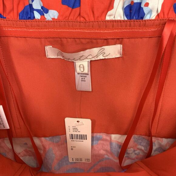 Hutch Anthropologie Red Blue Floral Strapless Ruffle Top Size 0 NWT - Picture 7 of 9